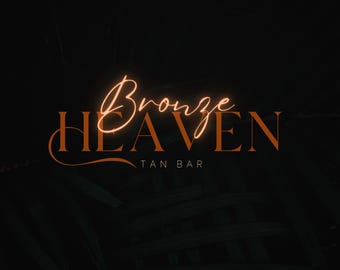 Neon Tanning Salon Logo – Editable Gold Design (Digital Download)