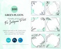 Green Instagram Post Templates - Nature Themed with Plant Illustrations