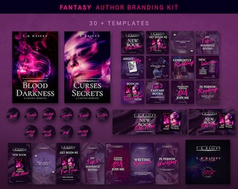 Pink Fantasy Romance Author Branding Bundle - Bearbeitbare Canva-Vorlagen - Enthält eBook-Cover-Vorlagen