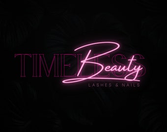 DIY Pink Lashes and Nails Boutique Logo Template for Canva