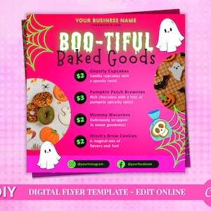 DIY Boo-tiful Baked Goods Halloween Bakery Flyer Template