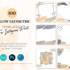 100 Blank Instagram Post Templates - Yellow and Gray Geometric Pattern