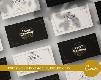 Design per biglietto da visita di una cartomante stregata – Logo modificabile fai-da-te (Canva)