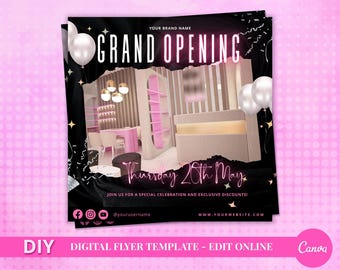 DIY Salon Grand Opening Digital Flyer - New Business Flyer Template