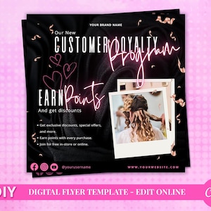 Mall för flygblad för lojalitetsprogram för gör-det-själv-skönhetssalong (digital nedladdning)