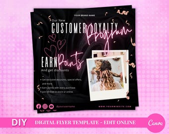 DIY Beauty Salon Loyalty Program Flyer Template (Digital Download)