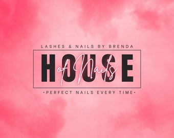 Neon Pink Nail Business Logo Template - DIY Canva Design (Digital Download)