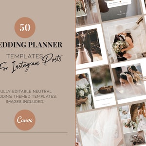 50 Wedding Planner Business Instagram Posts - Canva Template - Neutral Tones