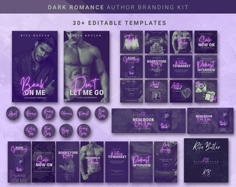 Dark Romance Author Branding Kit – Purple Neon Canva Templates