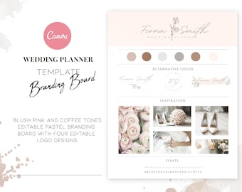 Wedding Planner Logo Template - Blush Pink Leaf Design (Canva)