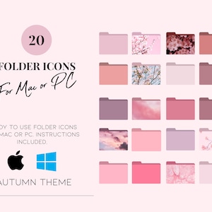 20 Soft Pink Folder Icons for Mac or Windows PC