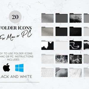 20 Black and White Desktop Folder Icons - For Mac and Windows PC