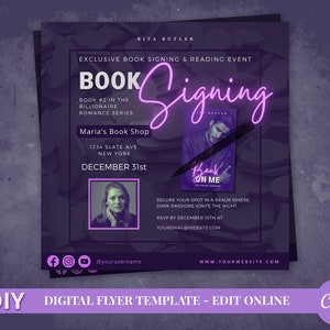 DIY Dark Romance Author Book Signing Flyer Template