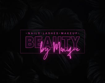 Editable Neon Beauty Logo – Personalized Name Template (Digital Download)