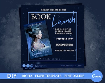 DIY Book Launch Digital Flyer Template for Winter Romance Author
