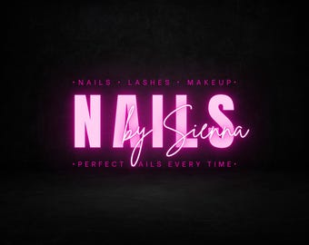 Neon Pink Nails Logo Design – Beauty Business Branding (Canva Template)