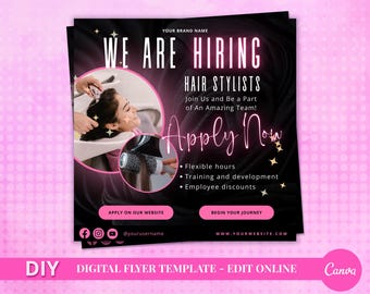 Salon Hiring Flyer Template - Hair Stylist Recruitment (Digital Download)