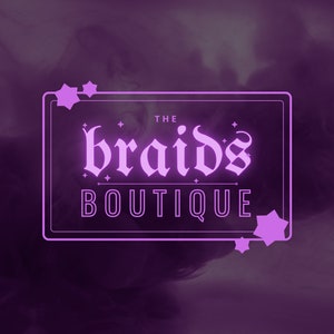 DIY Braids Business Logo - Purple Neon Braids Hair Logo Template for Canva