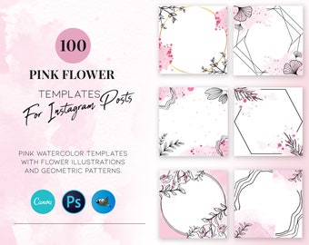 Pink Floral Instagram Posts with Watercolor Painting