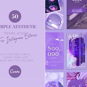 Pastel Purple Aesthetic Instagram Stories Templates for Canva with Engagement Boosters