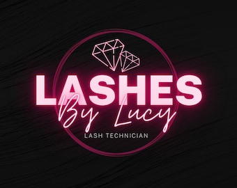 Neon Pink Lash Logo Template – DIY Canva Design