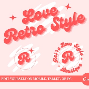 Pink Retro Logo 70s Style - DIY Canva Logo Template