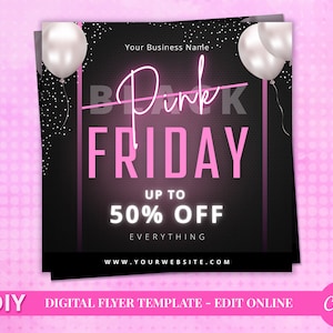 Pink Friday Flyer DIY Modelo de Flyer Digital Rosa e Preto