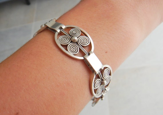 Vintage Mid Century Modern Silver Bracelet Borge
