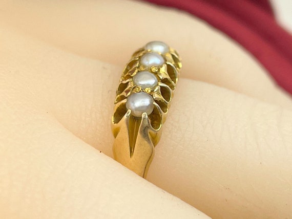 Late Victorian\Edwardian 18ct Gold & Pearl Ring - image 3