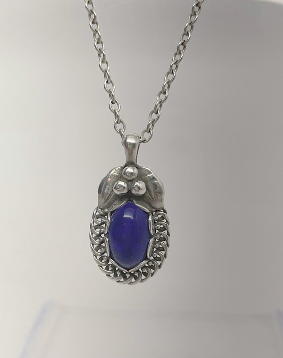 Vintage Georg Jensen Silver & Lapis Lazuli Heritage Pendant 1992 