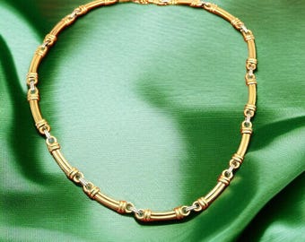 Vintage 9 kt geel- en witgouden fancy schakelketting