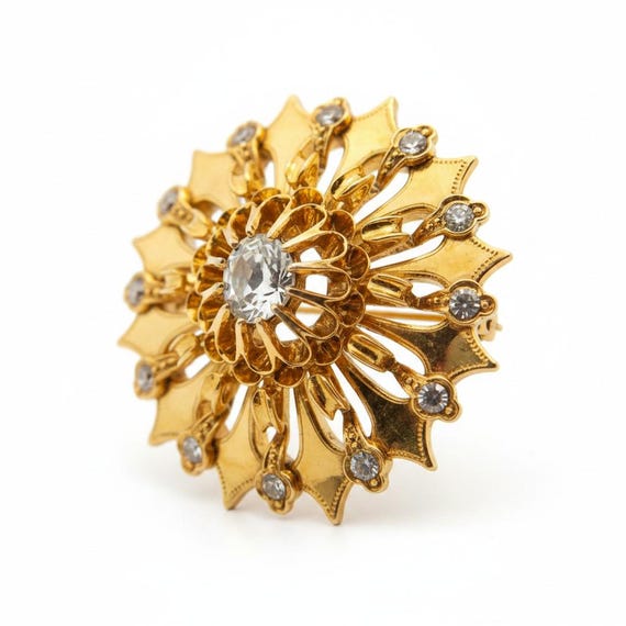 VICTORIAN  15ct Gold & Diamonds TARGET BROOCH 1.25 Ct 11.3 gm