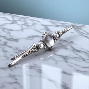 Arts & Crafts Silver Moonstone Pin Bar Brooch Liberty style C1900