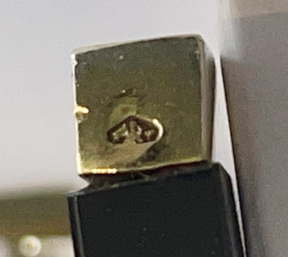 Art Deco 14 ct Gold Onyx & Diamond Key Chain, Key… - image 8