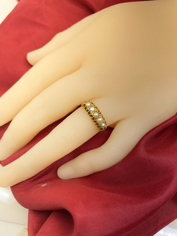 Late Victorian\Edwardian 18ct Gold & Pearl Ring - image 4