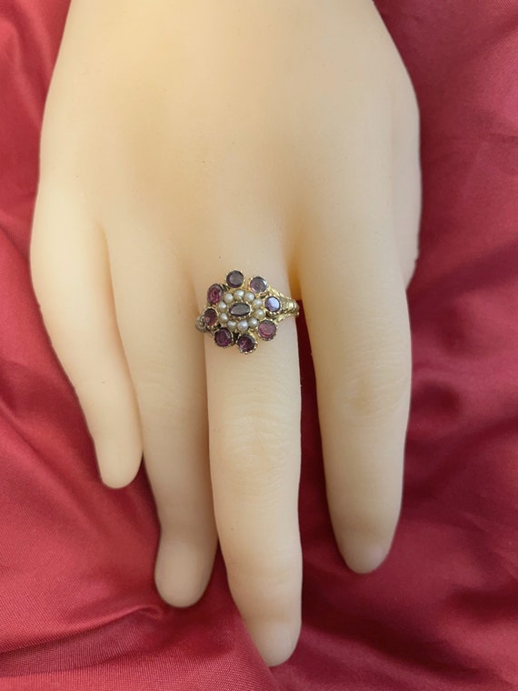 ジョージアン リング アンティーク 指輪 ガーネット/ダイヤ 9K～14K イギリス 1800年代 アクセサリー 代行出品 ジョージアン ガーネットリング ｜ アンティークジュエリー ルネサンス