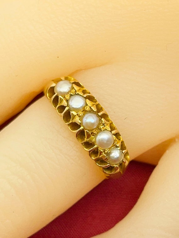 Late Victorian\Edwardian 18ct Gold & Pearl Ring - image 2