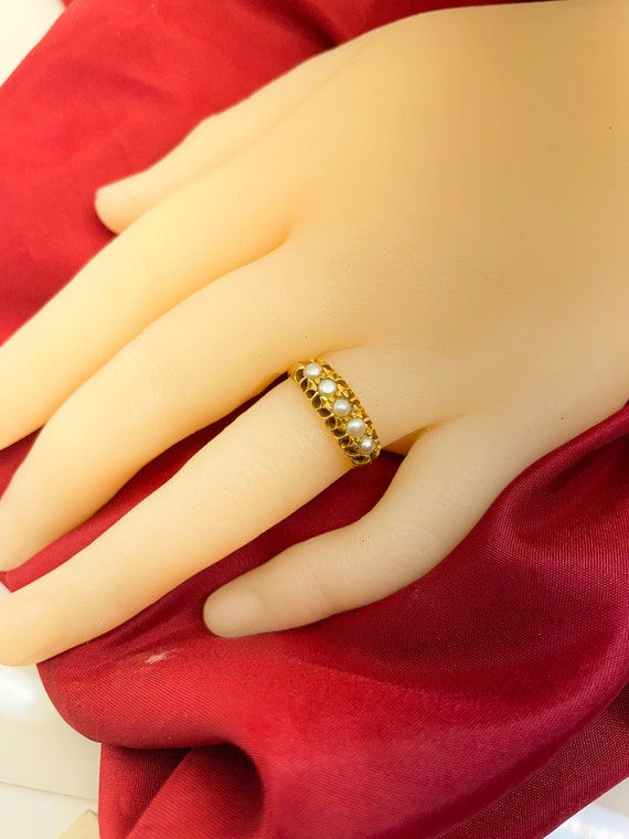 Late Victorian\Edwardian 18ct Gold & Pearl Ring - image 1