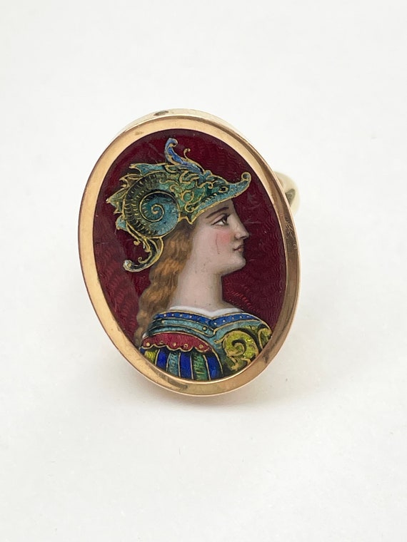 Antique Victorian Limoges Enamel Gold Portrait Ri… - image 9