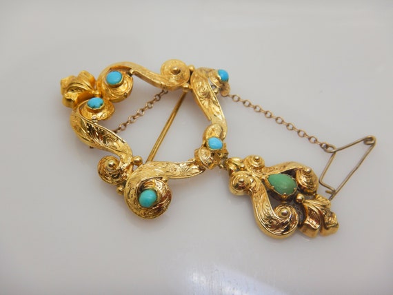 Georgian   Regency 18ct Gold  & Turquoise  Brooch - image 5