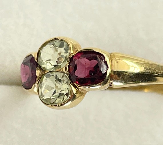 Antique Victorian 18CT Gold , Topaz & Garnet Ring - image 8