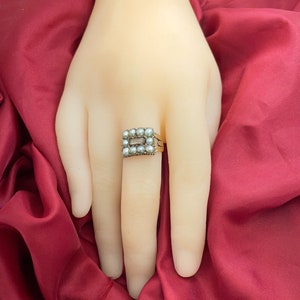 Antique Georgian Silver Pearl & Gold Memorial Mourning Ring