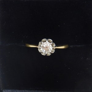 Antico solitario in oro NATURALE 18 carati con diamante C1900