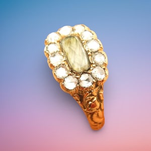 Late Georgian 18k Gold Diamond Mourning Ring, Size K