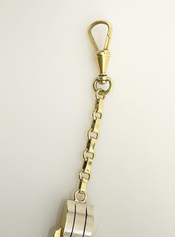 Art Deco 14 ct Gold Onyx & Diamond Key Chain, Key… - image 7
