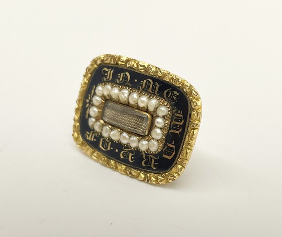 Antique Georgian gold, enamel, pearl, mourning /me