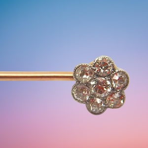 Antyczna złota 14-karatowa rozeta z diamentami: wiktoriańska przypinka do klapy