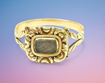 Antieke Georgische 15 kt goud, rouwherdenkingsring