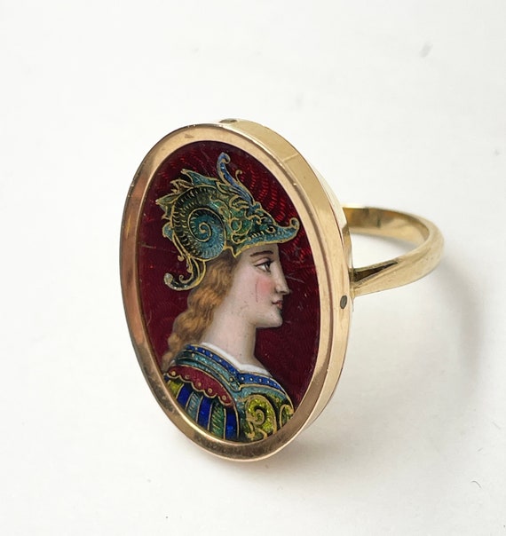 Antique Victorian Limoges Enamel Gold Portrait Ri… - image 1