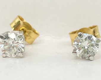 18ct Platinum,Solitaire Diamond Earrings 0.80ct Studs, 18 ct stems